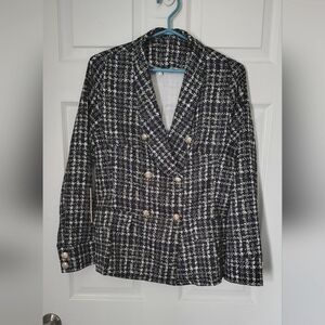 Women's Black and White Lightweight Blazer